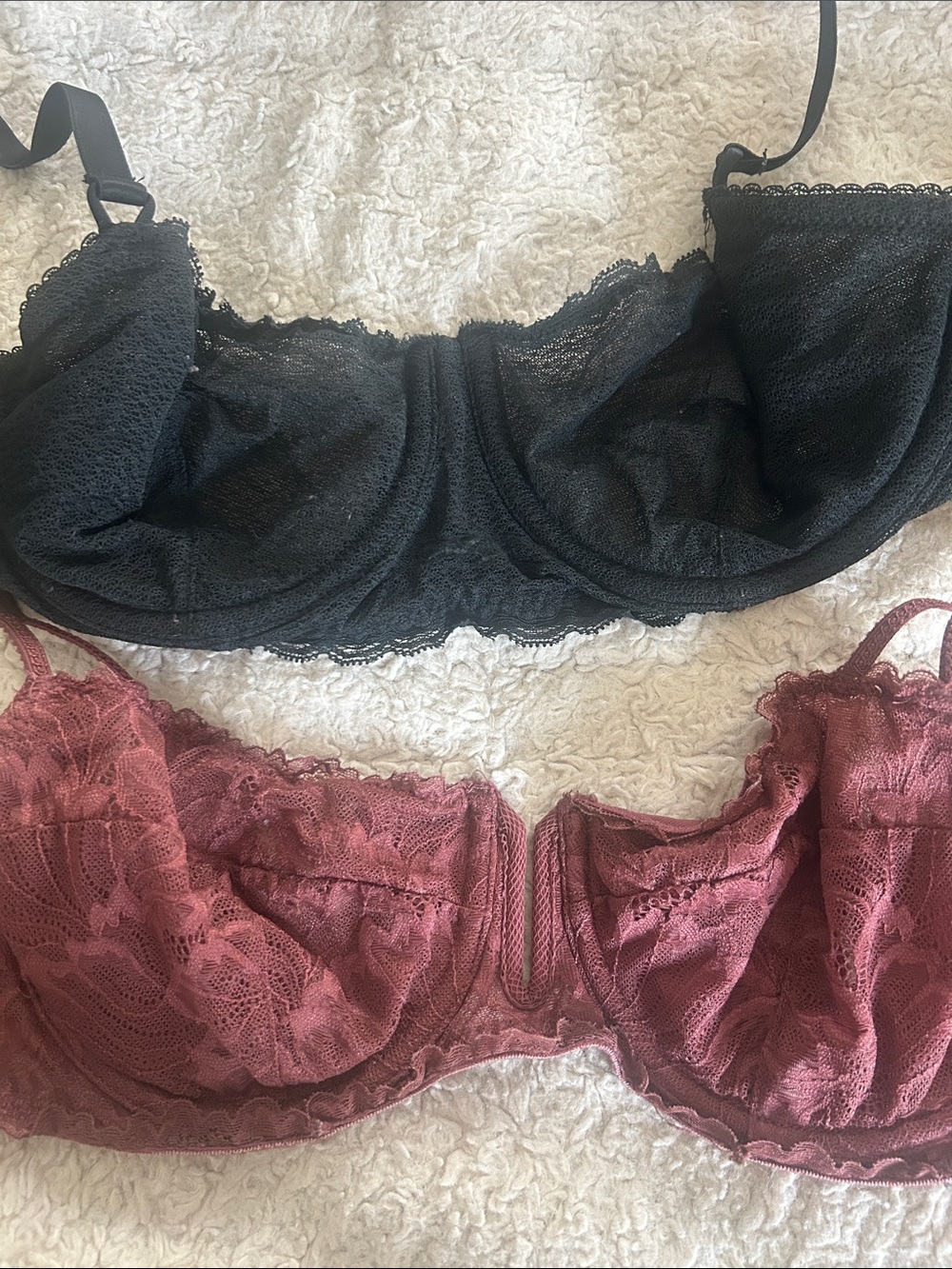 Auden Lace Underwire Bra Pair in Black and Burgundy